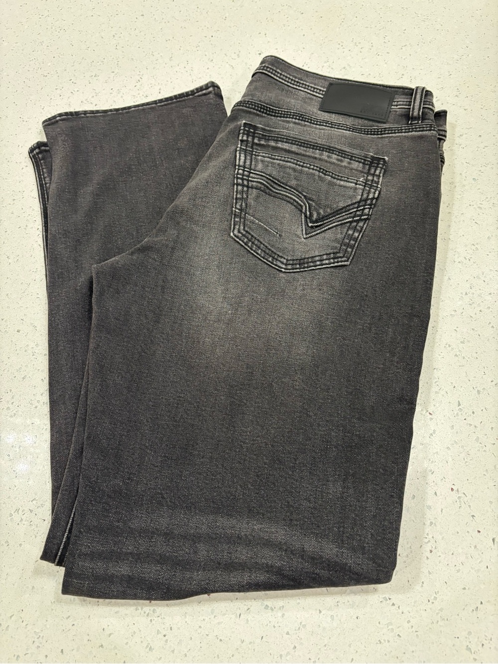 BKE Men's Straight Jeans in Washed Black 36x32 stretch